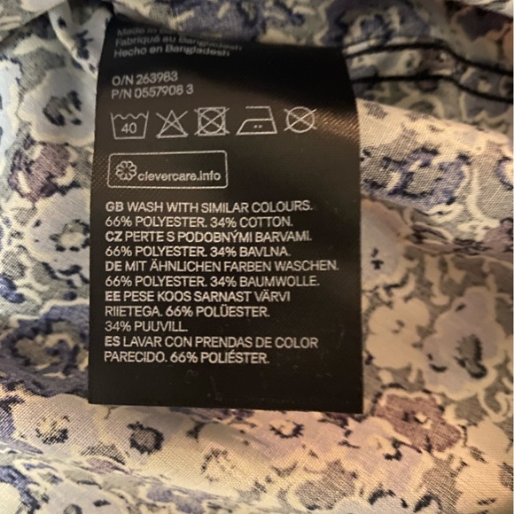 H&M Men’s Blue Floral Short Sleeve Button Up - Picture 3 of 5